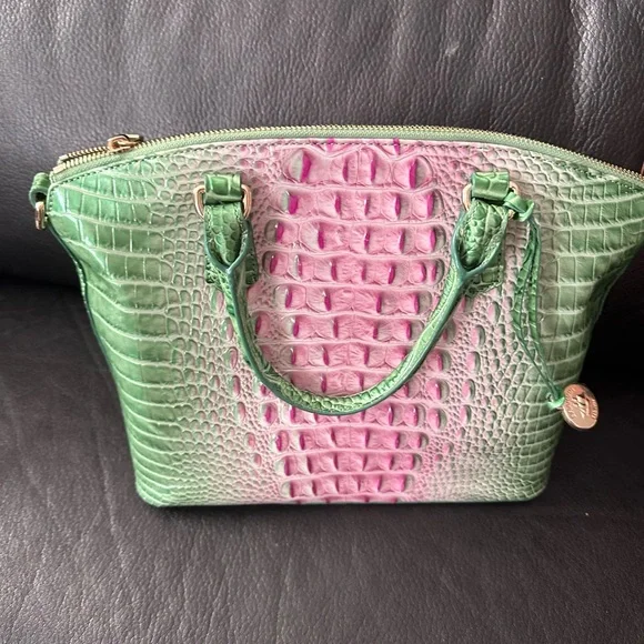 Brahmin Duxbury Medium Satchel Apple Blush Melbourne Leather 2 way cross body - Picture 3 of 10